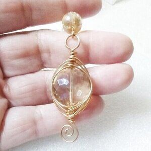 Extra Nice! Extra Glam! Super Long! Stacked +Wire Wrapped Pendant & Double Chain